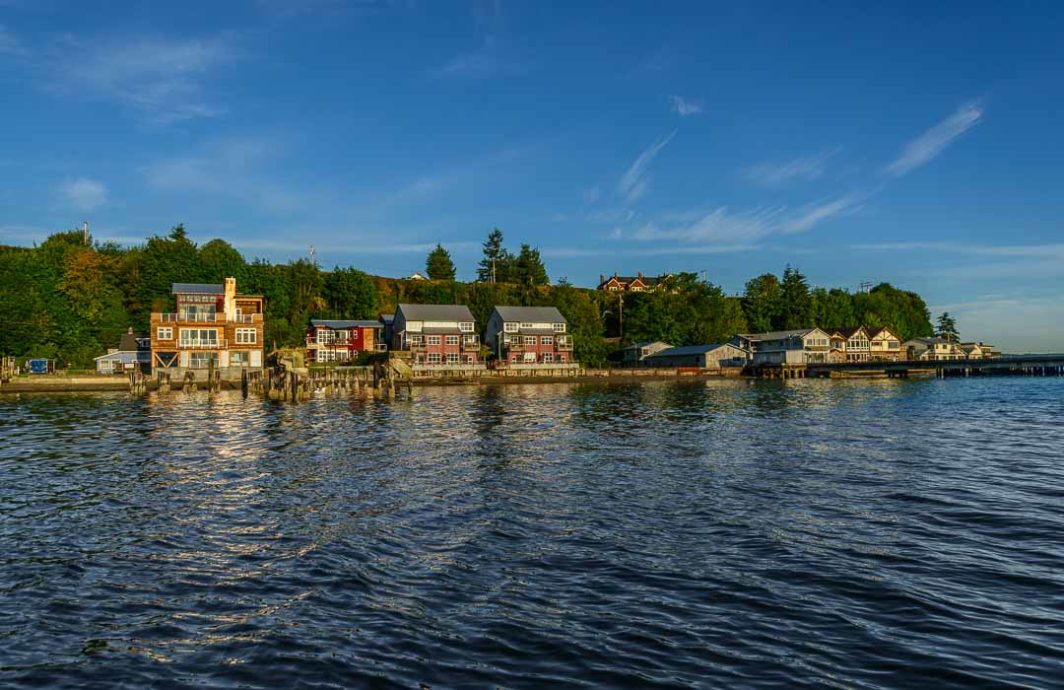 Houses on the water in Langley