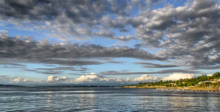 The ferry is a wonderful platform for great views, such as this of Mukilteo north of the ferry terminal.
