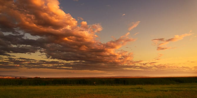 Orange clouds at sunset over Crockett Lake