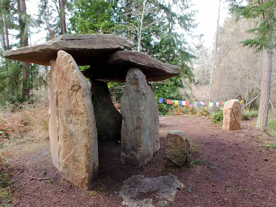 Upright stones supporting a horizontal stone slab.