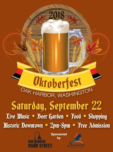 Poster for Oktoberfest has the drawing of a beer stein, the word Oktoberfest and a list of what is going on