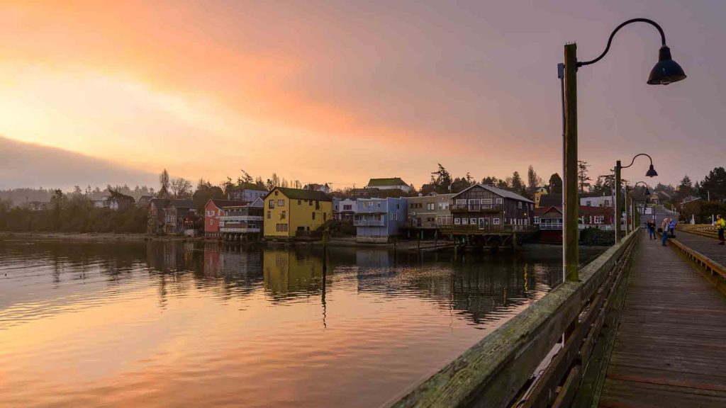 Coupeville waterfront buildings seen from water