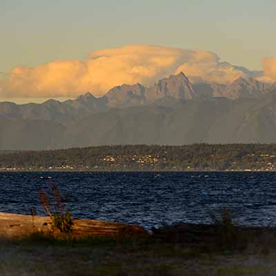 The Olympic Mountains and Admiralty Inlet on a blustery fall day.