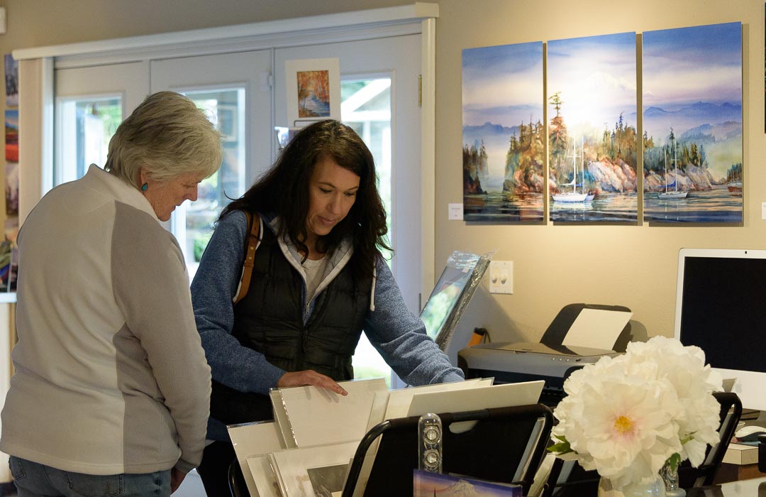 People shopping at an art gallery