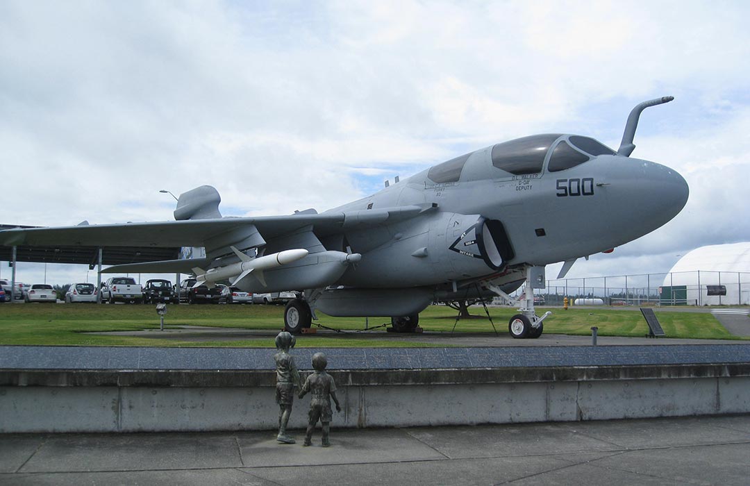 Static display of a jet at NAS Whidbey Island