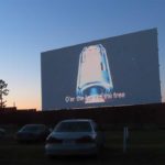 Blue Fox Drive-In Screen playing the National Anthem