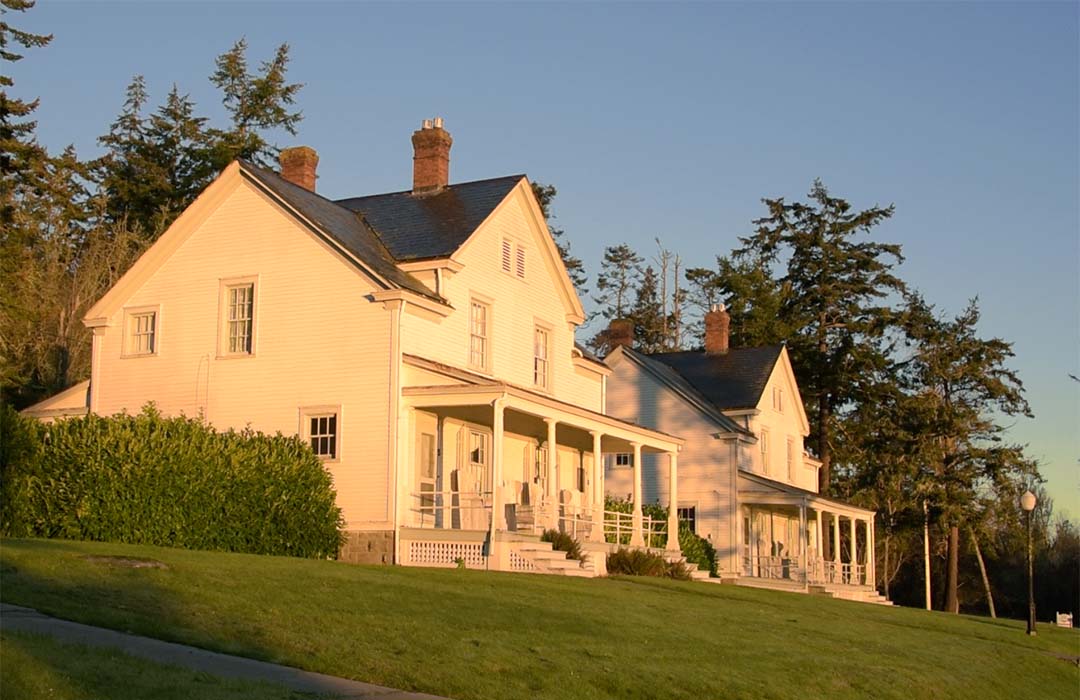 Old wooden houses with big front porches.