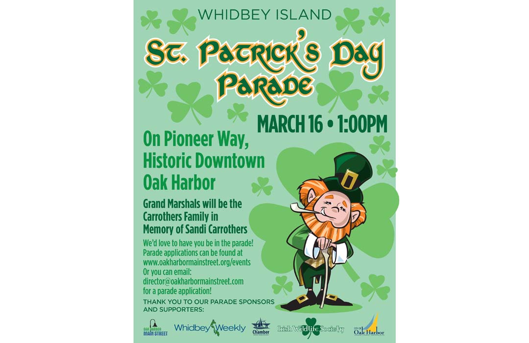 A poster that features the drawing of a leprechaun backed with shamrocks. The poster's information is the same as this listing.