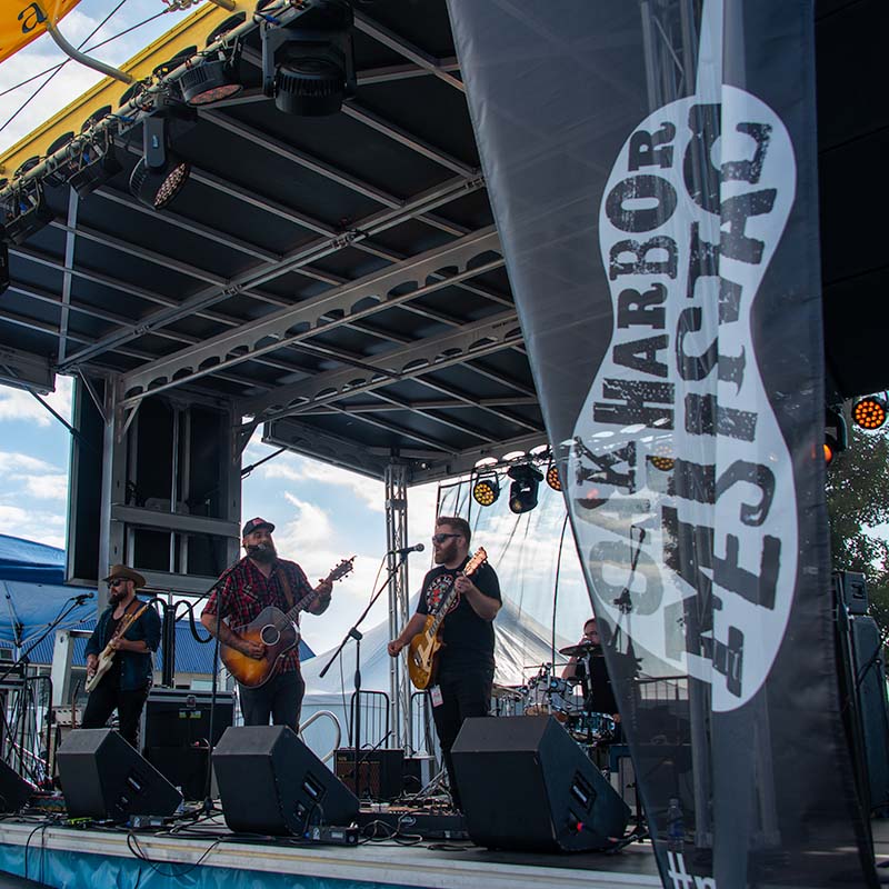 Musicians on an outdoor stage