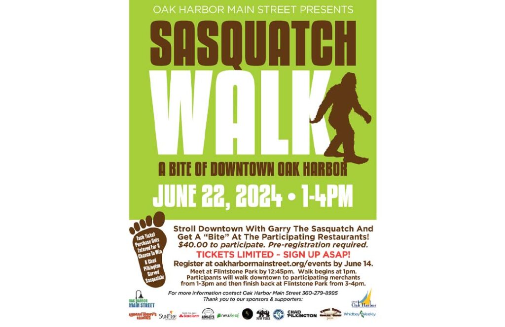 Poster includes a drawing of a Sasquatch, the words, "Sasquatch Walk" and the same details as are in this listing.