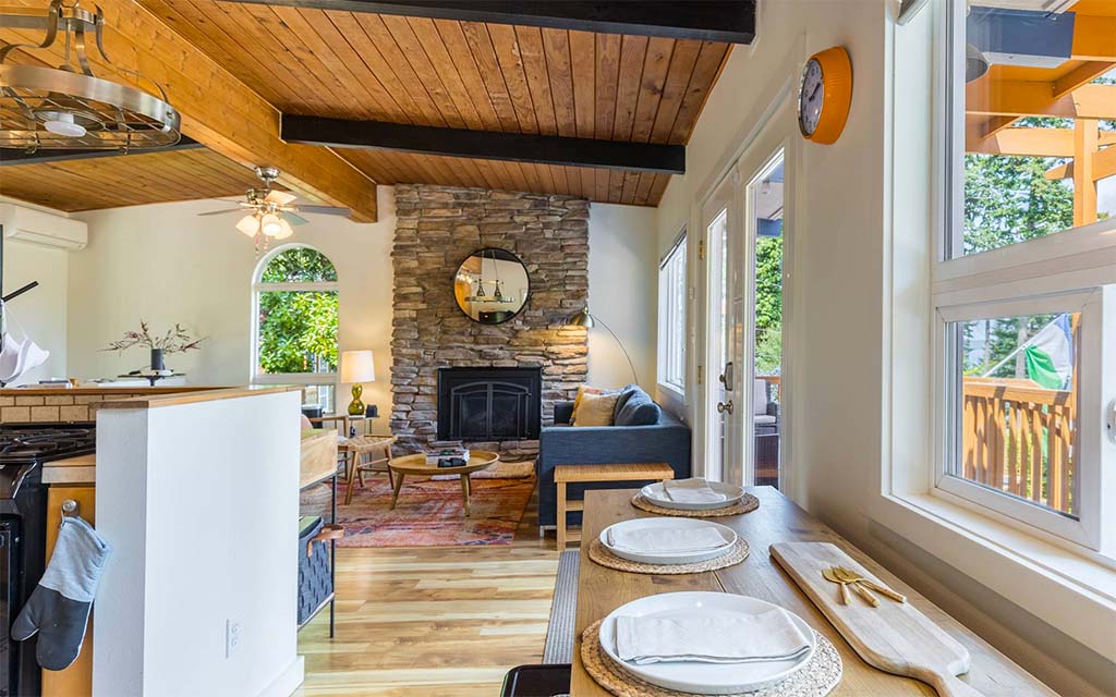 Coupeville Mid Century Beach Cabin Living Room