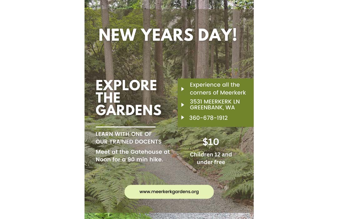 Poster showing a tree-lined path. It has the information for this event printed on it.