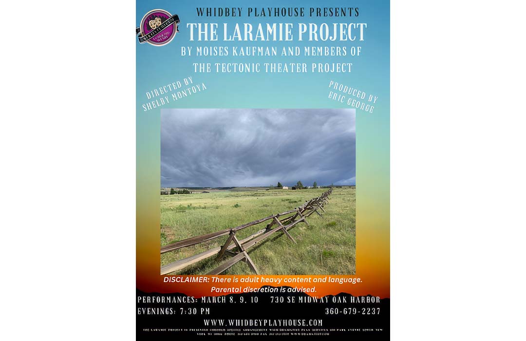 Poster says "The Laramie Project" and has a photograph of a split-rail fence in a field on a stormy day. The poster has the same details as this listing.