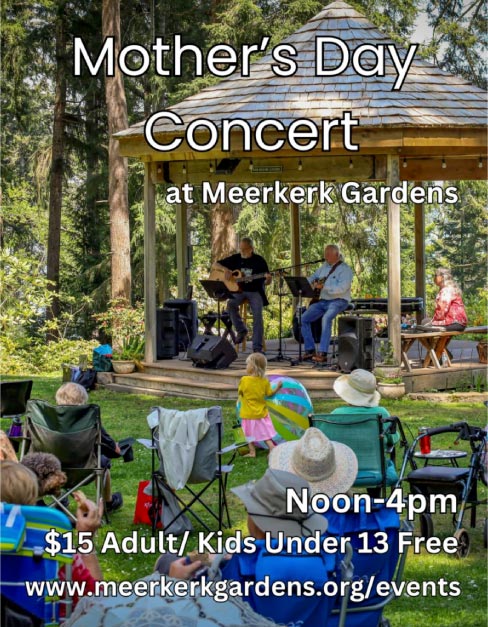 Meerker-Mothers-day-concert Post shows three people walking towards a gazebo and has the information that is found in this listing.