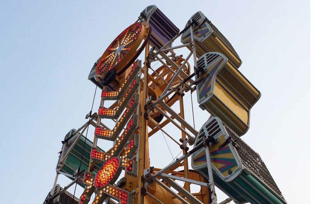 The top end of the carnival ride known as the Zipper.