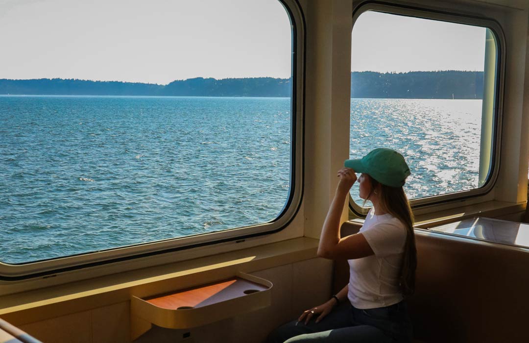 Woman on ferry to Whidbey