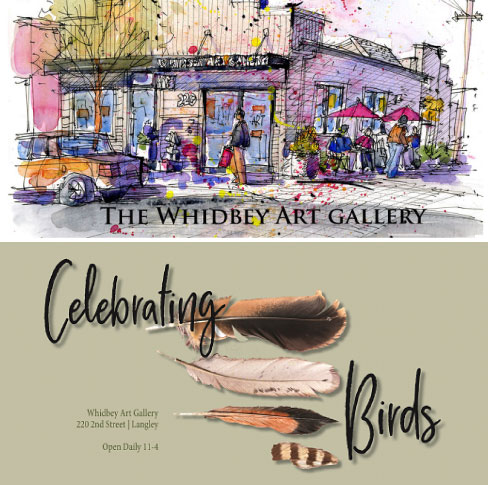 colorful illustration of Whidbey Art Gallery store front