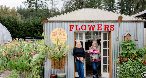 image of people standing in front of Arrowhead Ranch Flower Farm