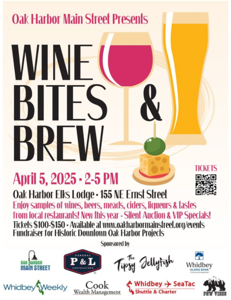 Poster with illustrations of a glass of wine and beer/ It also has details of the event which are in the event listing