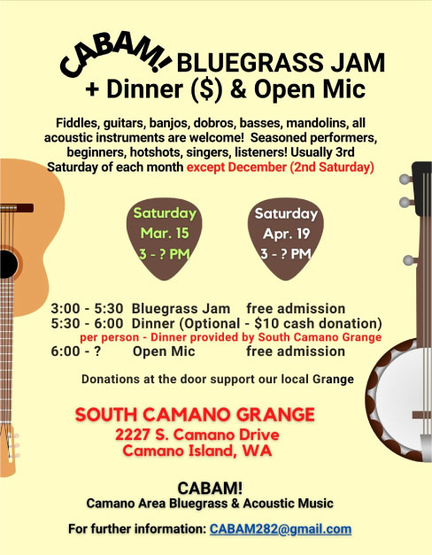 CABAM! (Camano Area Bluegrass & Acoustic Music) Bluegrass Jam