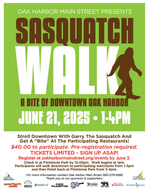 Poster includes a drawing of a Sasquatch, the words, "Sasquatch Walk" and the same details as are in this listing.