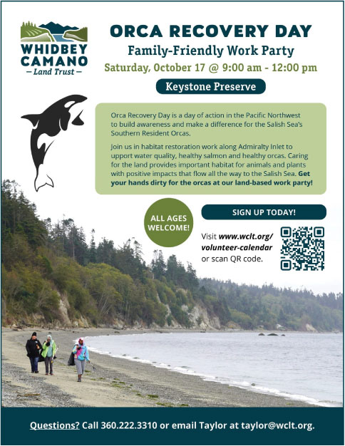 Orca Recovery Day, Oct. 17th, 9am - 12:00pm